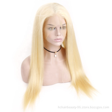 Pre-Plucked 613 Blonde Lace Wig Brazilian Straight Human Hair Transparent Full Lace Front Wig With Baby Hair